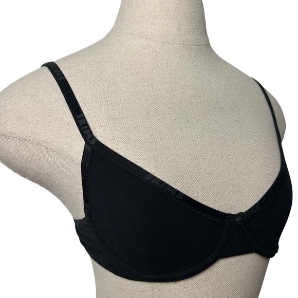 Skims Kim Kardashian Cotton Logo Underwire Demi Soft Bra Soot Black - Picture 5 of 16